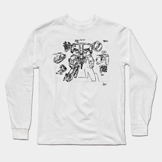 Metal Gear Solid - MG REX Sketch 2 By Yoji Shinkawa Long Sleeve T-Shirt by Gekidami